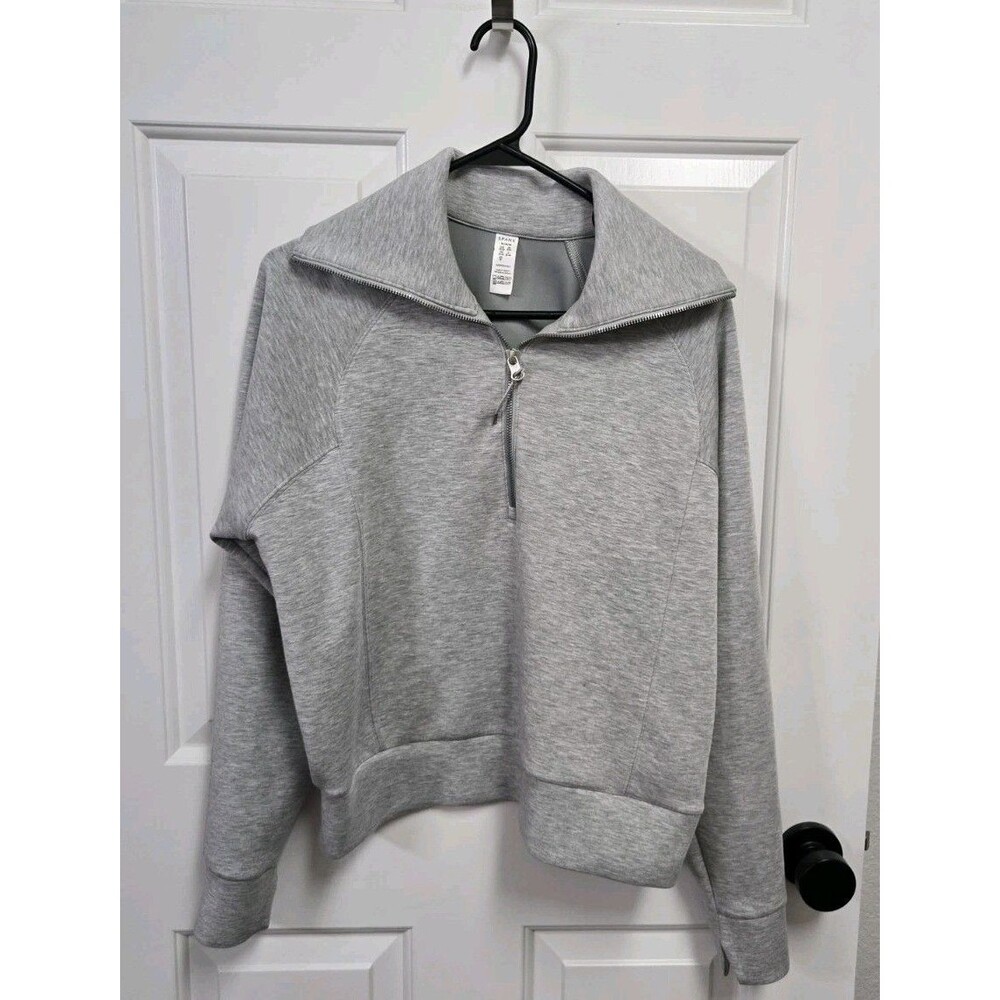 SPANX Air Essentials Half-Zip Sweatshirt Light Grey Heather M
